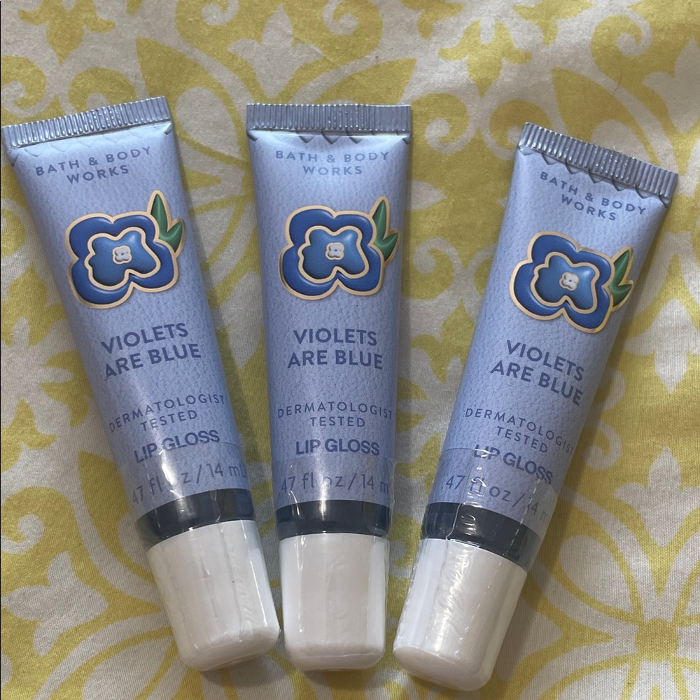 Bath & Body Works 3X Violets Are Blue Lip Glosses, low price! NIP free samples!